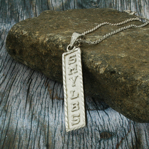 Image of Arabic Cartouche,  Monogram Necklace, Cartouche Necklace, Personalized in English & Arabic, Flat Square