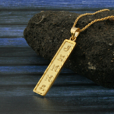 Image of Gold Plated Cartouche Necklace, Personalized in English & Hieroglyphs, Flat Square