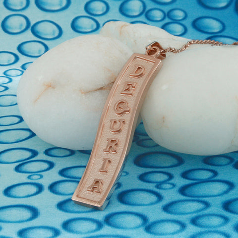 Image of Rose Gold Filled Nameplate Necklace, Cartouche Pendant, Arabic Pendant, Women Necklace, Personalized in English & Arabic, Flat Scroll