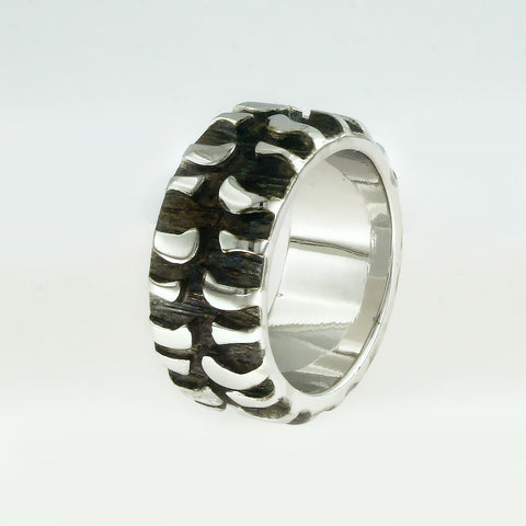 Image of Tire Tread Ring, Mud Bogger Band, Mens Ring, Wedding Tire Ring, Chevy Ring