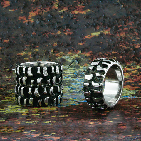 Image of Tire Tread Ring, Mud Bogger Band, Mens Ring, Wedding Tire Ring, Chevy Ring