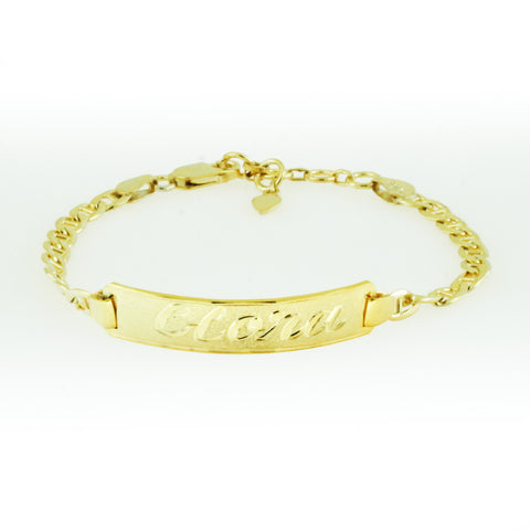 Image of Yellow Gold Plated Custom Name Bracelet, Personalize in English & Arabic, Slim Round