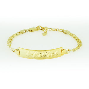 Yellow Gold Plated Custom Name Bracelet, Personalize in English & Arabic, Slim Round