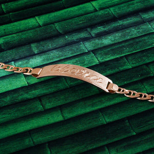 Rose Gold Plated Name Bracelet, Personalize in English & Arabic, Slim Round