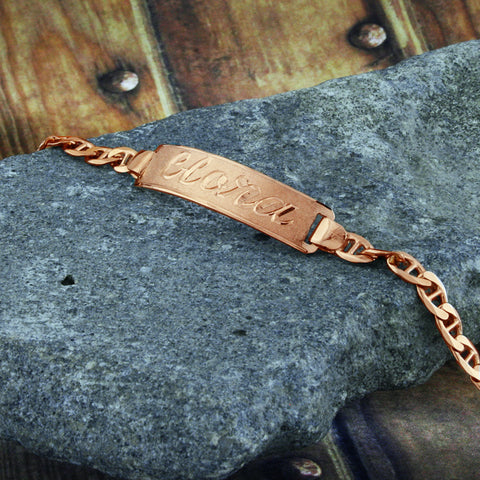 Image of Rose Gold Plated Name Bracelet, Personalize in English & Arabic, Slim Round