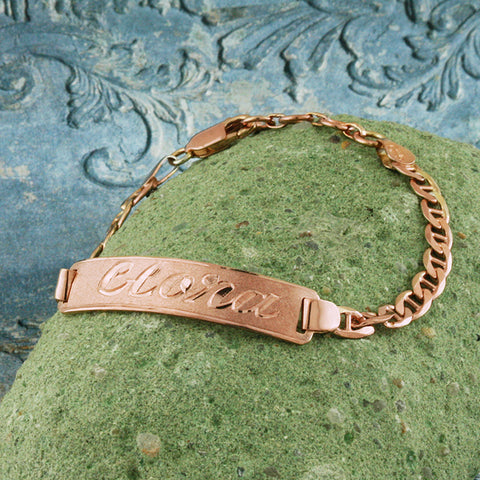 Image of Rose Gold Plated Name Bracelet, Personalize in English & Arabic, Slim Round