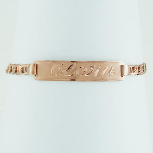 Rose Gold Plated Name Bracelet, Personalize in English & Arabic, Slim Round