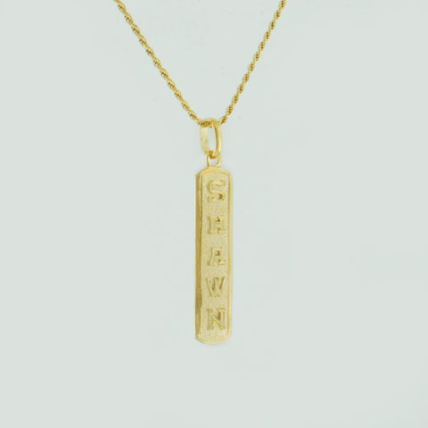 Image of Egyptian Cartouche Necklace, Yellow Gold Plated Nameplate,  Initial Necklace, Personalized in English & Hieroglyphs, Slim