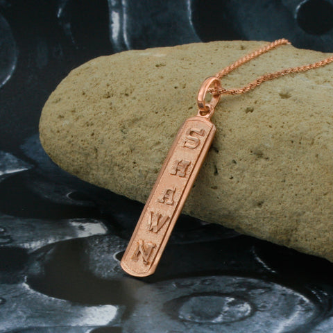 Image of Rose Gold Plated Cartouche Necklace,  Initial Necklace,  Men Necklace,  Women Necklace, Personalized in English & Hieroglyphs, Slim