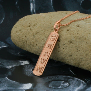 Rose Gold Plated Cartouche Necklace,  Initial Necklace,  Men Necklace,  Women Necklace, Personalized in English & Hieroglyphs, Slim