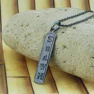 Monogram Necklace,  Egyptian Black Silver Pendant,  Nameplate Necklace,  Custom Name Necklace, Personalized in English & Hieroglyphs, Slim