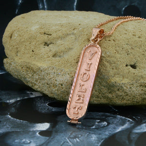 Rose Gold Silver Name Necklace, Personalized in English & Arabic, Flat Round