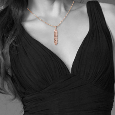 Image of Rose Gold Silver Name Necklace, Personalized in English & Arabic, Flat Round