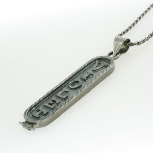 Black Silver Arabic Nameplate,  Egyptian Cartouche, Personalized in English & Arabic, Flat Round