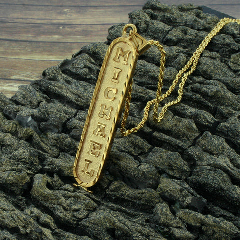 Image of Gold Filled Cartouche Necklace, Personalized in English & Hieroglyphs, Flat Round