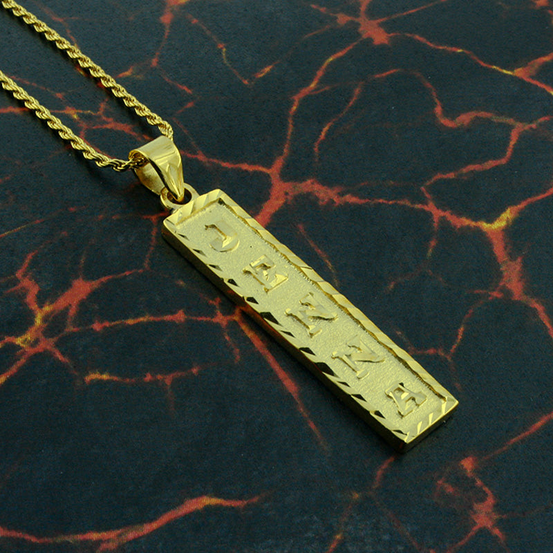 Lot - 14K YELLOW GOLD EGYPTIAN CARTOUCHE PENDANT WITH 14K YELLOW GOLD SNAKE  CHAIN NECKLACE