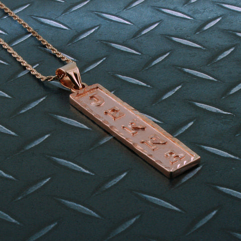 Image of Rose Gold Plated Cartouche Necklace, Personalized in English & Hieroglyphs, Flat Square