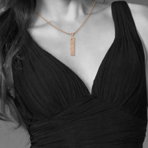 Image of Rose Gold Plated Cartouche Necklace, Personalized in English & Hieroglyphs, Flat Square