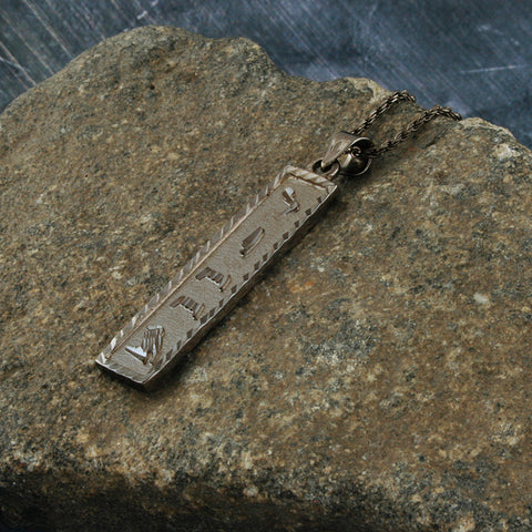 Image of Black Silver Cartouche Name Necklace, Personalized in English & Hieroglyphs, Flat Square