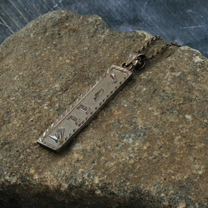Black Silver Cartouche Name Necklace, Personalized in English & Hieroglyphs, Flat Square