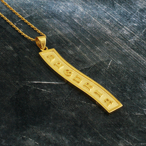 Image of Yellow Gold Filled Arabic Nameplate,  Arabic Necklace,  Arabic Pendant,  Monogram Necklace, Personalized in English & Arabic, Flat Scroll