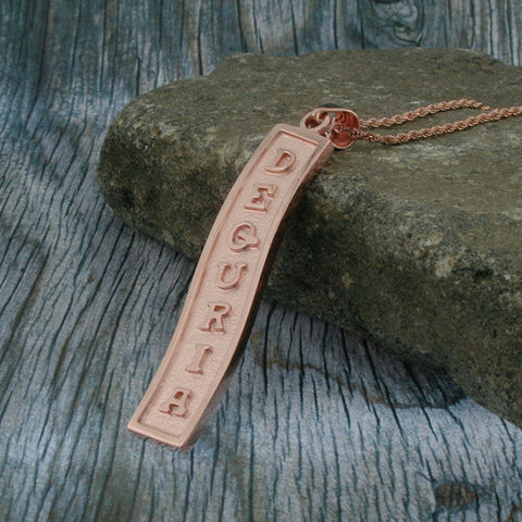 Image of Rose Gold Filled Nameplate Necklace,  Cartouche Pendant,  Arabic Pendant,  Women Necklace, Personalized in English & Arabic, Flat Scroll