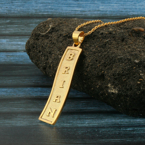 Image of Yellow Gold Plated,  Silver Name Necklace,  Egyptian Cartouche, Personalized in English & Hieroglyphs, Flat Scroll