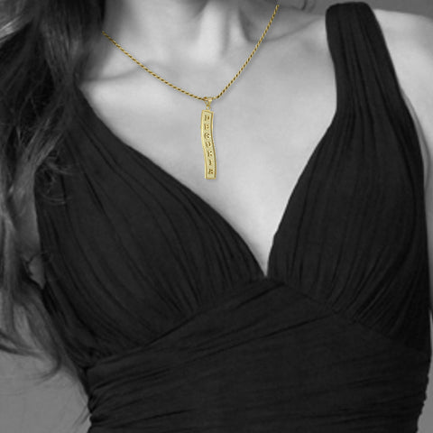 Image of Yellow Gold Plated,  Silver Name Necklace,  Egyptian Cartouche, Personalized in English & Hieroglyphs, Flat Scroll