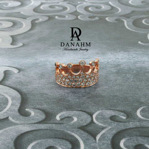 Image of Rose Gold Silver Queen Ring with Desert Diamonds, Princess Ring, Crown Ring