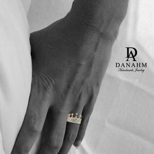 Rose Gold Silver Queen Ring with Desert Diamonds, Princess Ring, Crown Ring